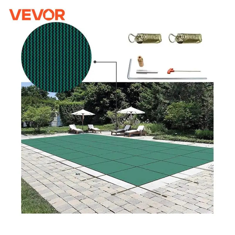 Pool Safety Cover Rectangle Inground Pool Cover Green Mesh Solid Pool Safety Cover For Winter Safety Swimming Pool Cover