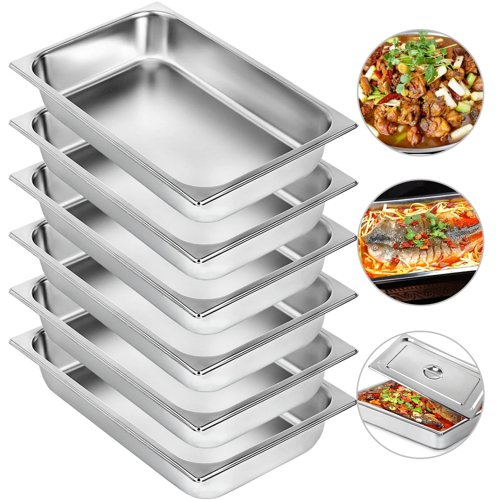 8.5L-20.5L Buffet Chafing Dishes Gastronorm Pans Steam Table Pans Tray Stainless Steel Food Container for Party BBQ Baking