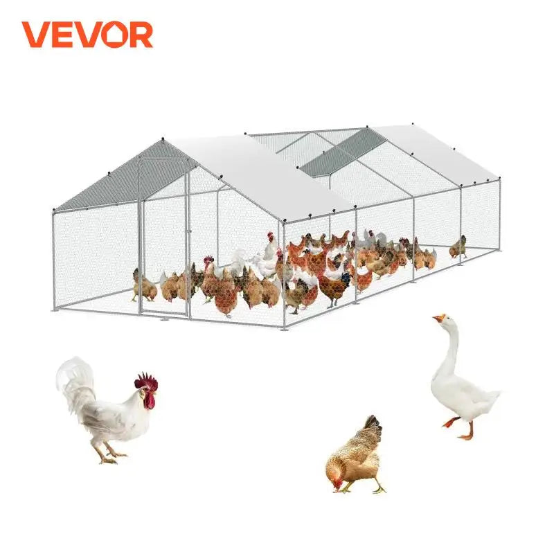 Large Metal Chicken Coop Walk-in Chicken Runs for Yard Spire Hen for Outdoor Backyard Farm Duck Rabbit Cage Poultry Pen
