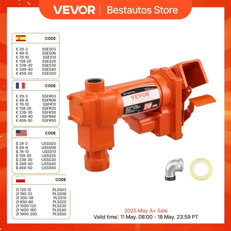 Fuel Transfer Pump 12V DC 1/4 HP Gasoline Extractor Pump for Diesel, Kerosene, Ethanol & Methanol Blends, and Biodiesel