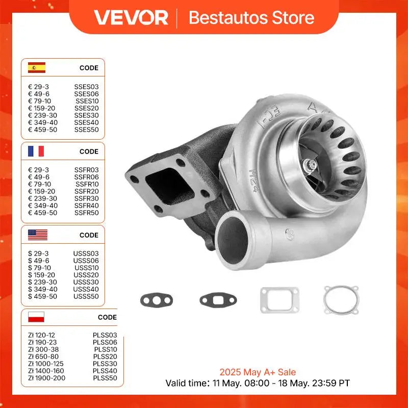 Turbo Turbocharger with Gasket Kit for 2.5-6.0L Engine Displacement Heat Resistance Turbocharger with K418 Alloy Impeller