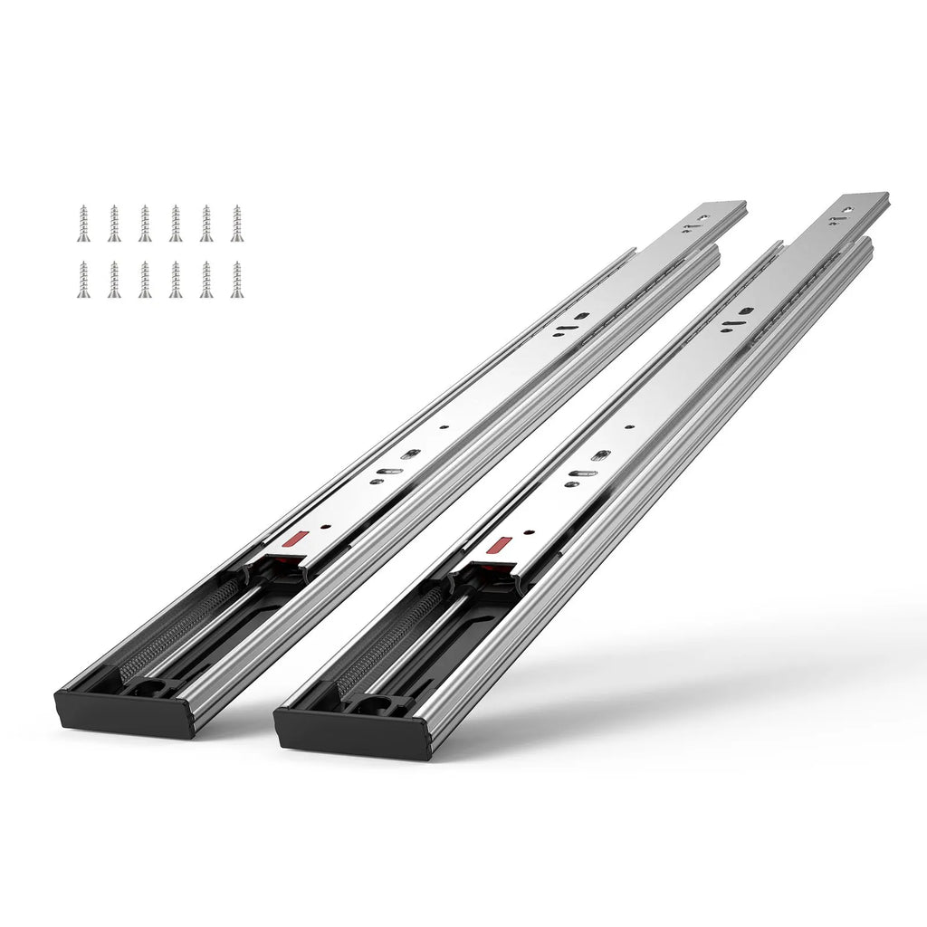 Drawer Slides Side Mount Rails Heavy Duty Full Extension Steel Track Noiseless Guide Glides Cabinet 100 Lbs Load Capacity