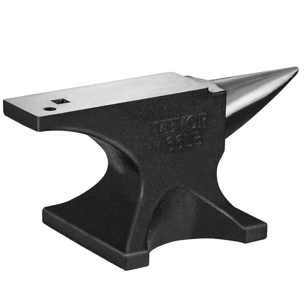 Single Horn Anvil,9/22/66 Lbs Cast Steel Anvil High Hardness Rugged Round Horn Anvil Blacksmith with Round and Square Hole