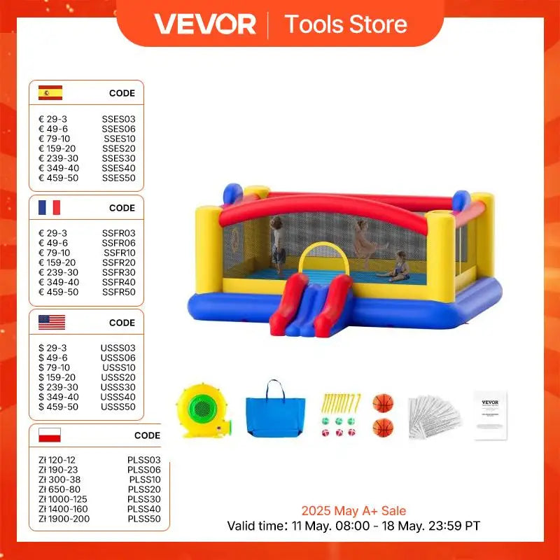 Inflatable Bounce House Outdoor High Quality Playhouse Trampoline Jumping Bouncer with Blower Slide and Storage Bag Castle