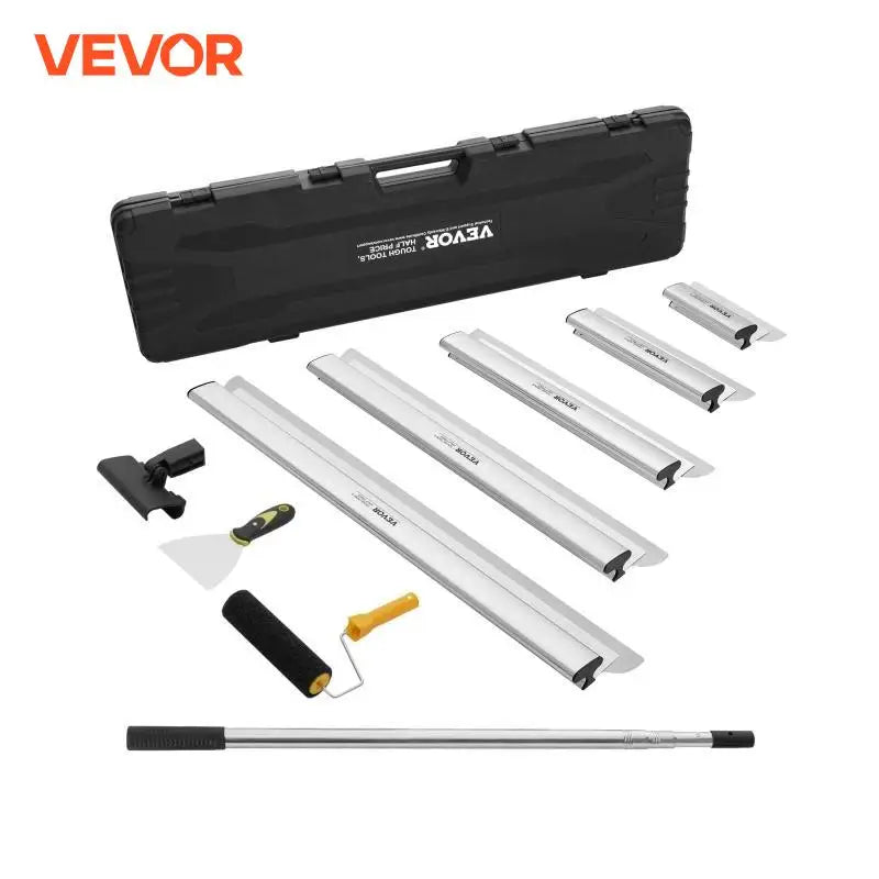 Drywall Skimming Blade Set 10/16/24/32/40 inch Skimming Blades + 34-81.6 in Extension Handle Pole Stainless Steel Knife