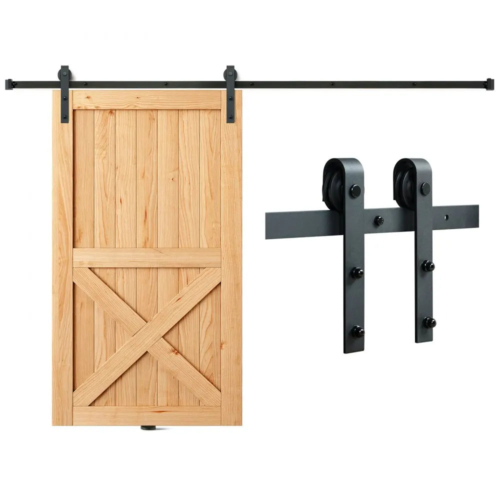8/10FT Sliding Barn Door Hardware Kit 330LBS Heavy Duty Barn Door Track Kit for Doors with Smooth & Silent Pulley