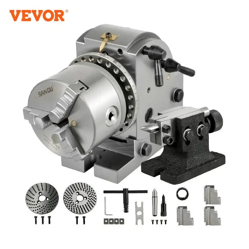 Dividing Head Precision Semi Universal BS0 BS1 4" 5" 6" Indexing Head W/ Tailstock & Chuck for Drilling Milling Grinding