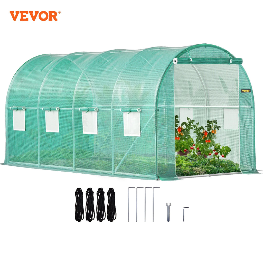 Walk-in Tunnel Greenhouse Portable Green Plant Hot House with Galvanized Frame & Waterproof Cover Protect Gardening Plants