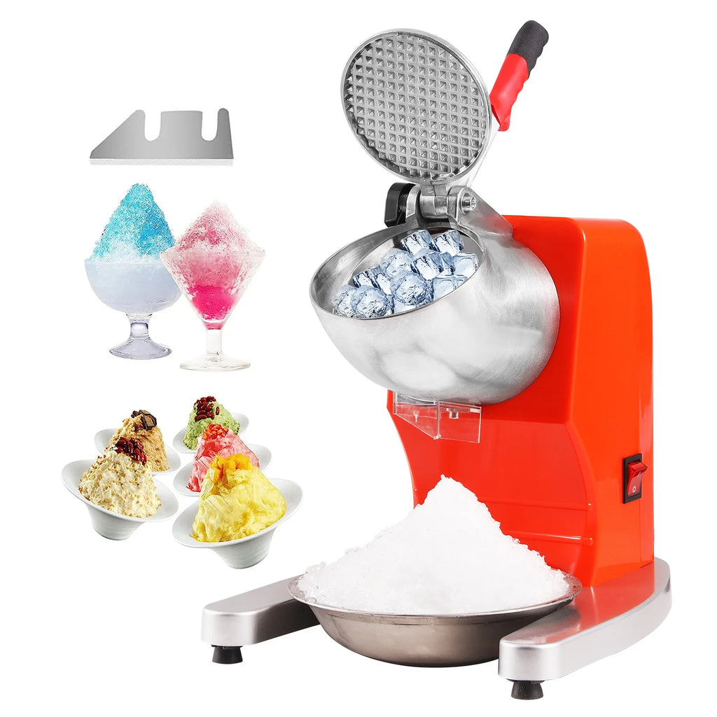 Ice Crushers Machine 220lbs Electric Snow Cone Maker with 4 Blades for Home and Commercial Use
