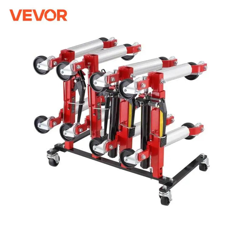 Car Dolly Rack, Storage Rack with 360° Rotatable Wheels, Hydraulic Ratchet Trolley Jack Stand Organizer,4-Dolly Capacity