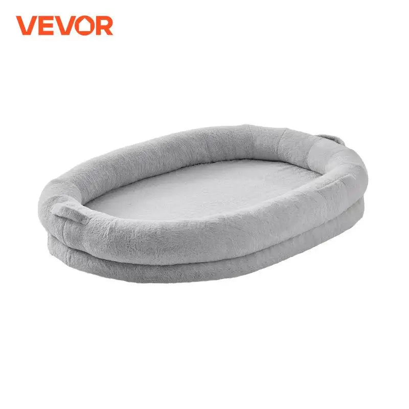Human Dog Bed Human Dog Bed for Adult Human Size Dog Bed with Washable Faux Rabbit Fur Cover Egg Orthopedic Foam Grey