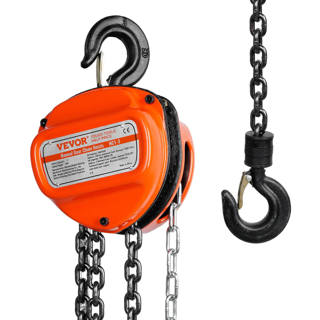 Manual Chain Hoist, G80 Galvanized Carbon Steel with Double-Pawl Brake, Auto Chain Leading & 360° Rotation Hook