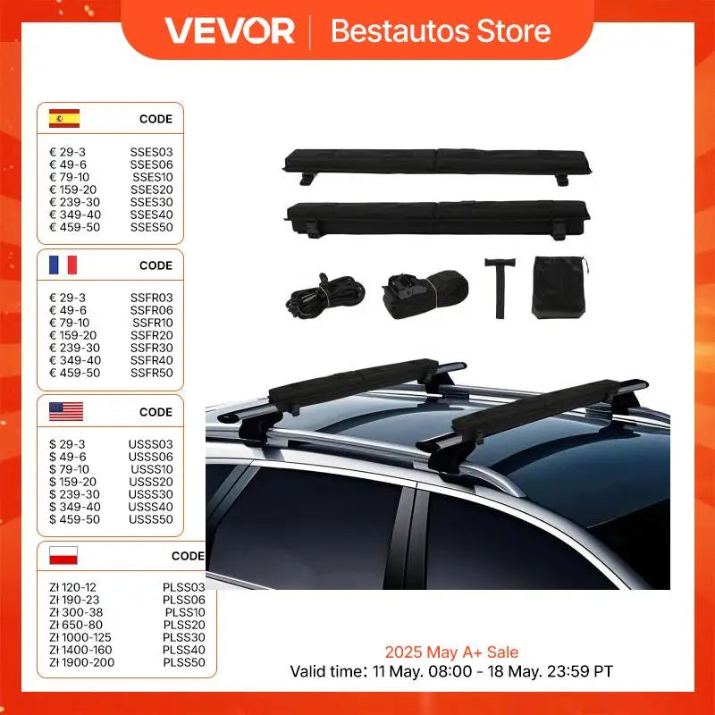 30 inch Soft Roof Rack Pad Universal Car Roof Rack Pad for Various Crossbars Luggage Kayak Carrier for SUP Canoe Snowboard