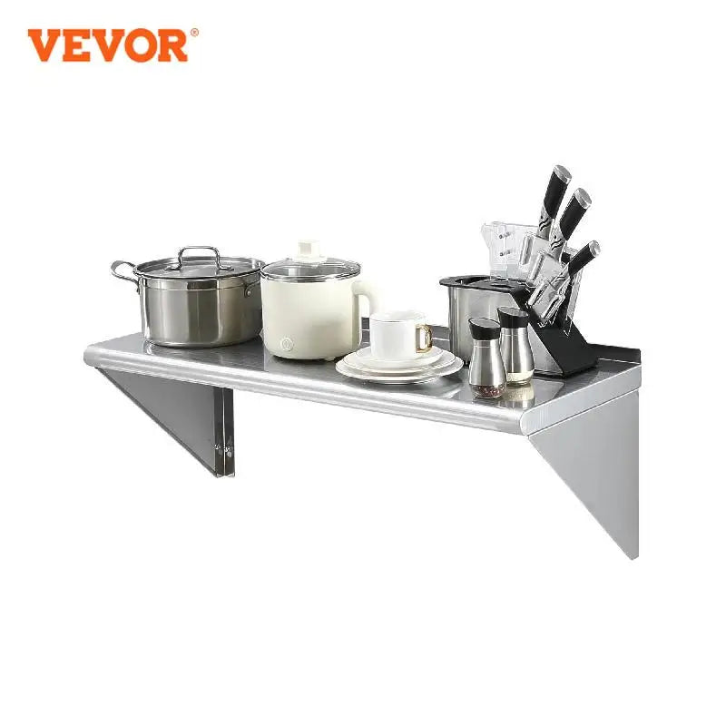 Stainless Steel Shelf  Wall Mounted Floating Shelving Heavy Duty Storage Rack for Restaurant Kitchen Bar Home Hotel