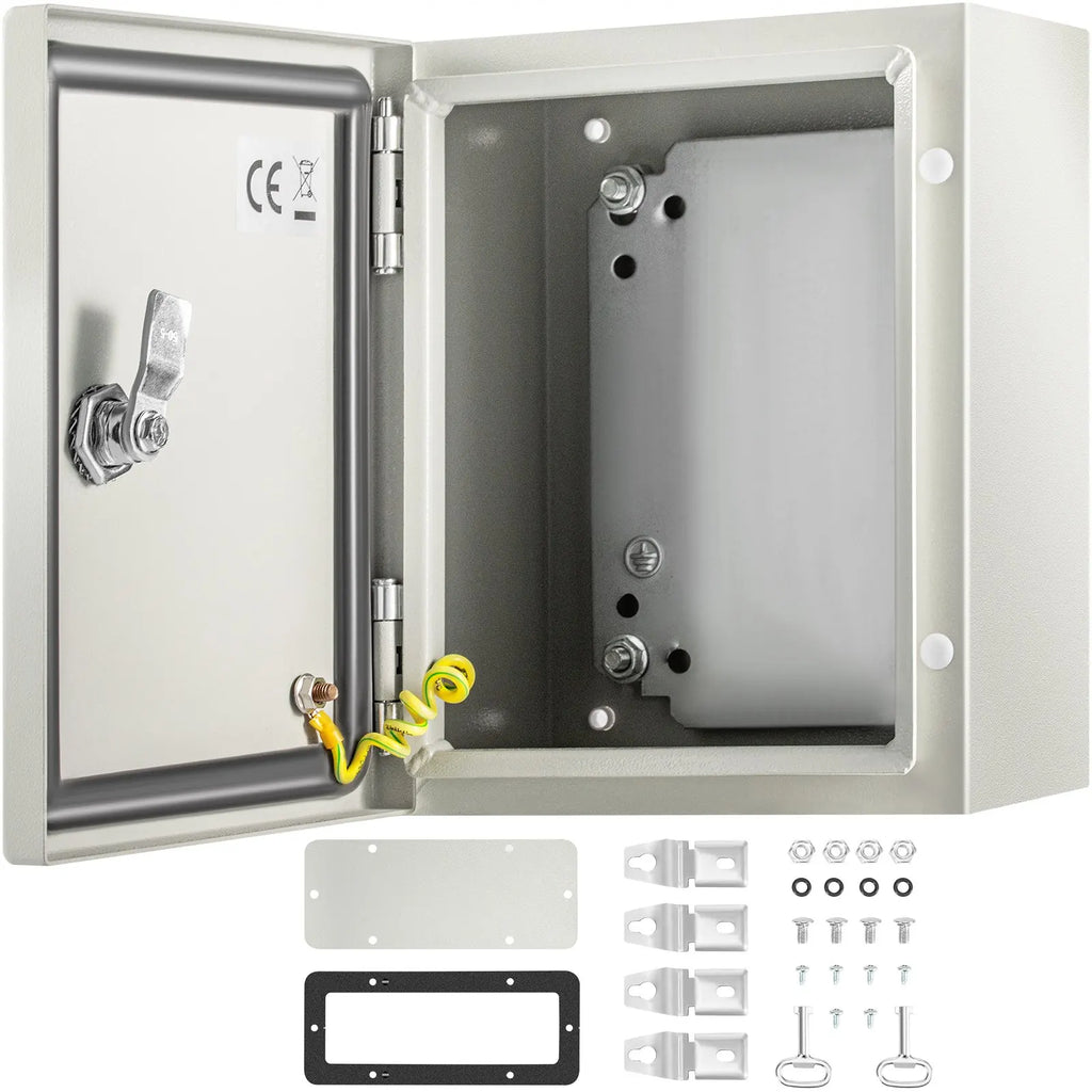 NEMA 4X Steel Enclosure 4 Sizes, IP66 Water/Dustproof w/Mount Plate - Outdoor/Indoor Elec Box