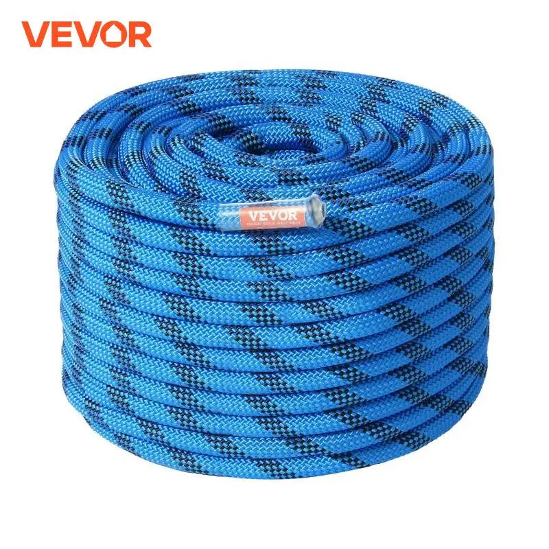 12.7mm Static Climbing Rope 125/150/200ft Outdoor Rock Climbing Rope 30KN Breaking Tension Fiber Rope w/ Steel Snap Hooks