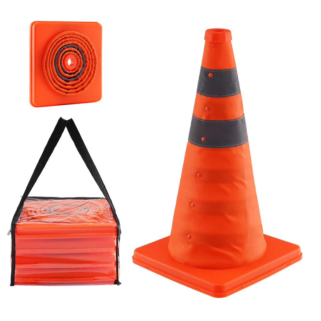 2/4 Pack 18 inch Collapsible Traffic Cones with Reflective Collars and A Storage Bag for Traffic Control Parking Lots