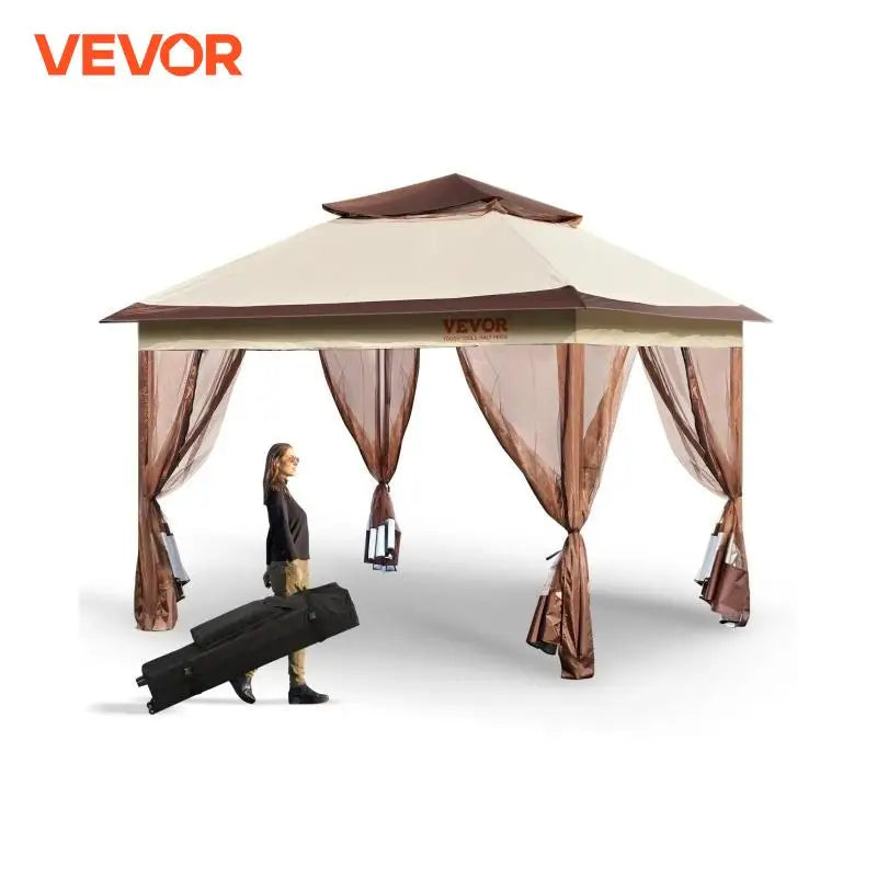 11x11ft/10x10ft/10x13ft Portable Gazebo PU Coated 250D Garden Market Waterproof Collapsible Canopy Party Tent for Outdoor