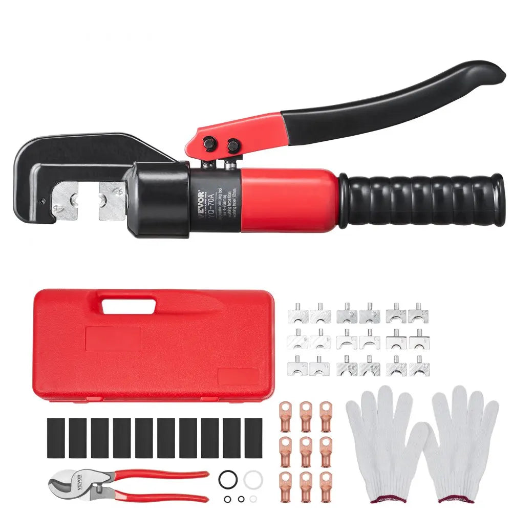 Crimping Tool Copper And Aluminum Terminal Battery Lug Hydraulic Crimper,with a Cutting Pliers, Gloves