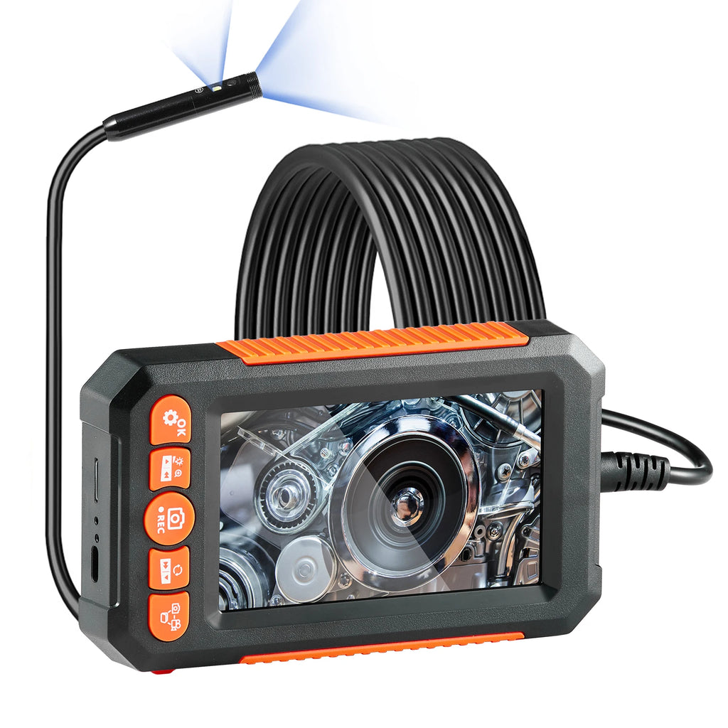 Endoscope Camera with Light Dual Lens Industrial Borescope 4.3" Screen 1080P Inspection Camera for Auto, Plumbing