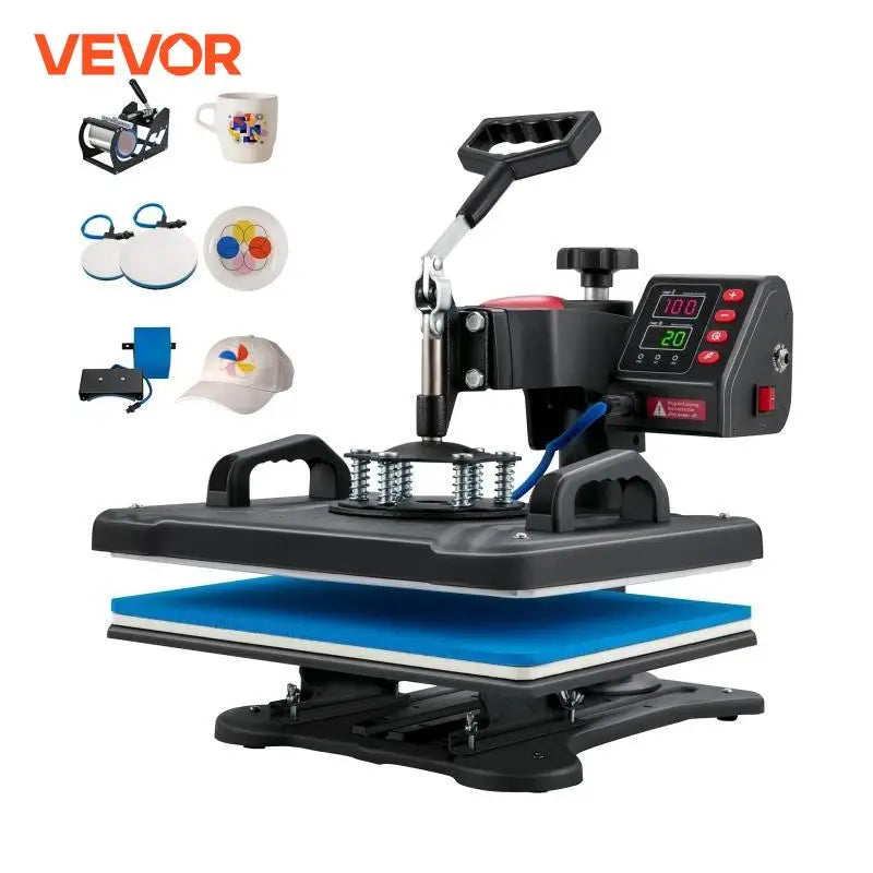 Heat Press 5 in 1 Heat Press Machine 12 x 15in Clamshell Sublimation Transfer Printer Digital Precise Temperature Control