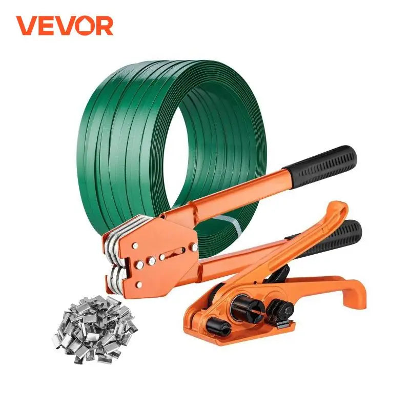 Manual Plastic Strapping Banding Machine Packing Strap Baler with Tension Tool Packer 1000ft PET Band 300 Metal Seals Kit