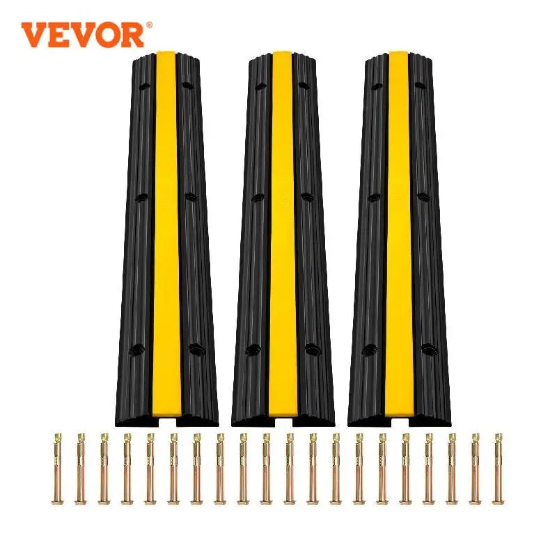 Modular Rubber Speed Bump 1 Channel Driveway Cable Protector Ramp Wire Cover Cord Guard for Parking Lot Warehouses Traffic