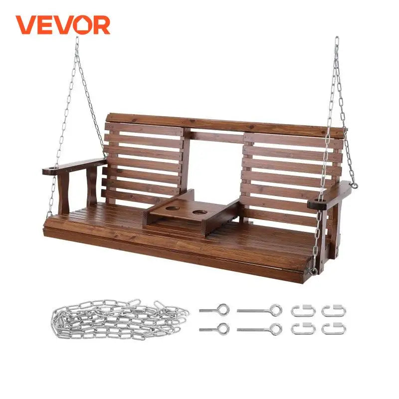 Wooden Porch Swing 5 ft Patio bench swing for Courtyard & Garden Upgraded 880 lbs Strong Load Capacity Swing Chair Bench