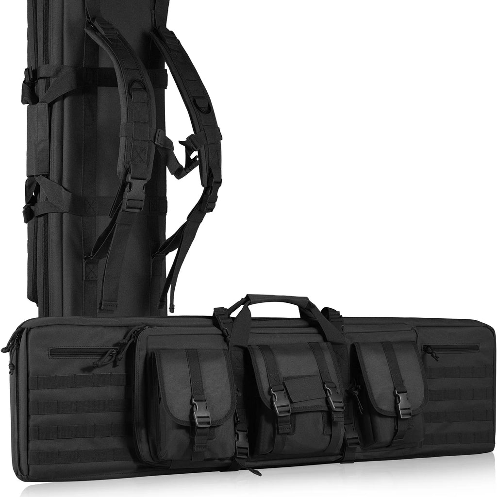 Rifle Bag 36/42 inch Tactical Double Long Gun Bag Soft Rifle Case with Lockable Zipper for Two 34"/40" Rifles & 2 Pistols