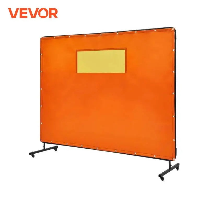 Welding Screen with Frame 6' x 8' Welding Curtain Screens Flame-Resistant Vinyl Welding Protection Screen 4 Swivel Wheels