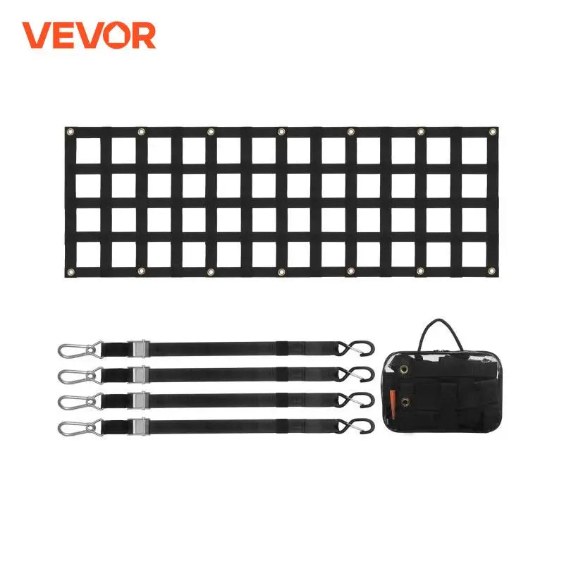 Car Tailgate Net Elastic Rear Back Cargo Trunk Storage Organizer with 4 Telescopic Straps Luggage Net for Trailer Jeep SUV