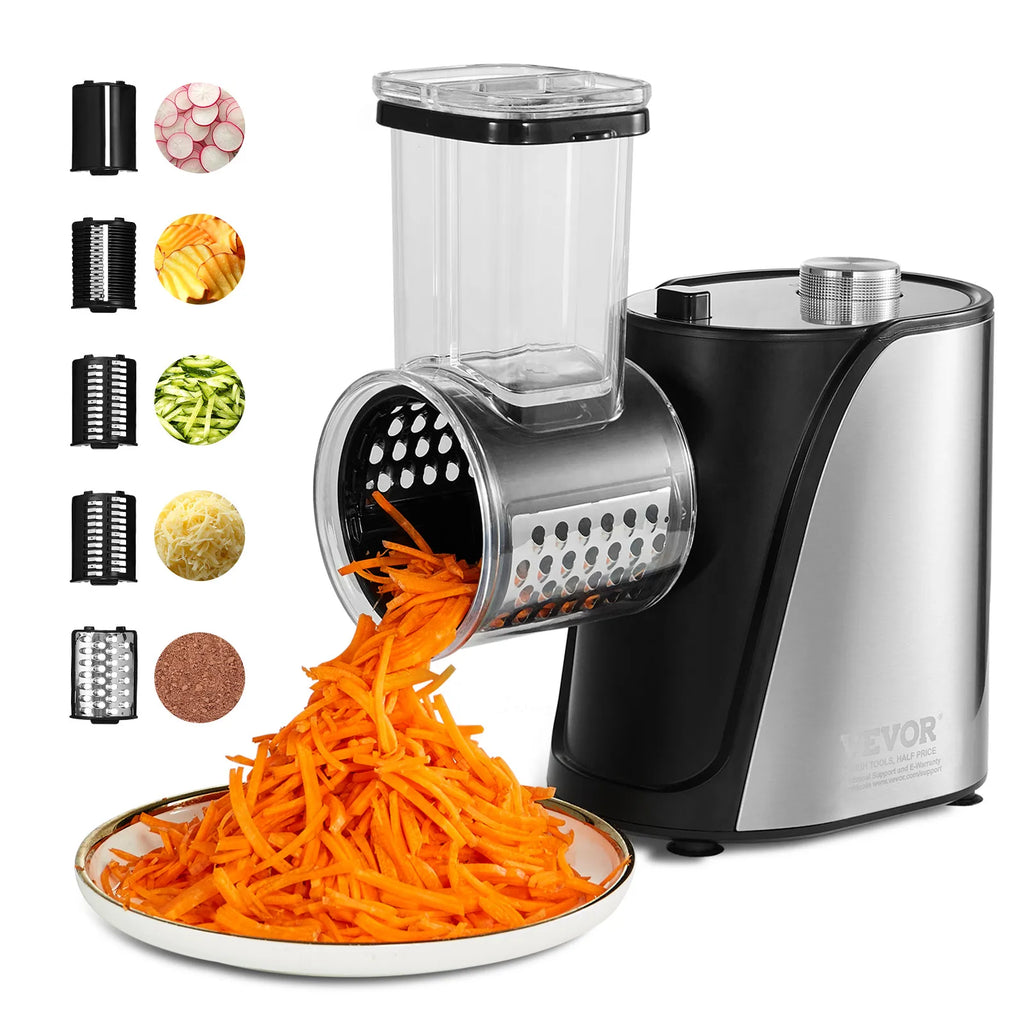 Electric Cheese Grater Salad Maker,250W Salad Shooter, Electric Vegetable Slicer Stainless Steel Food Cutter for Vegetable