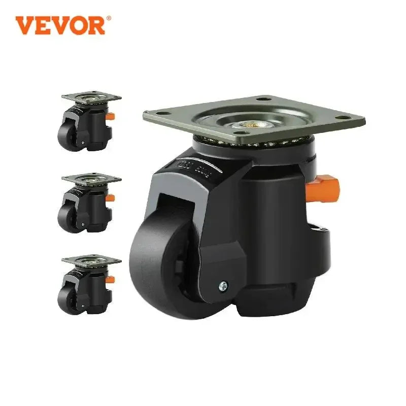 4Pcs Leveling Casters Heavy Duty Swivel Caster Wheels with Handle Design Height Adjustable Feet for Workbench Machine