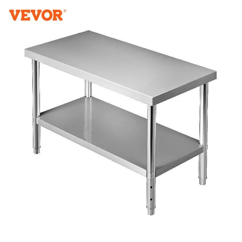 Stainless Steel Work Prep Table 48x18x34/60x24x34/72x30x34 Inch 550lbs Metal Worktable with Adjustable Undershelf