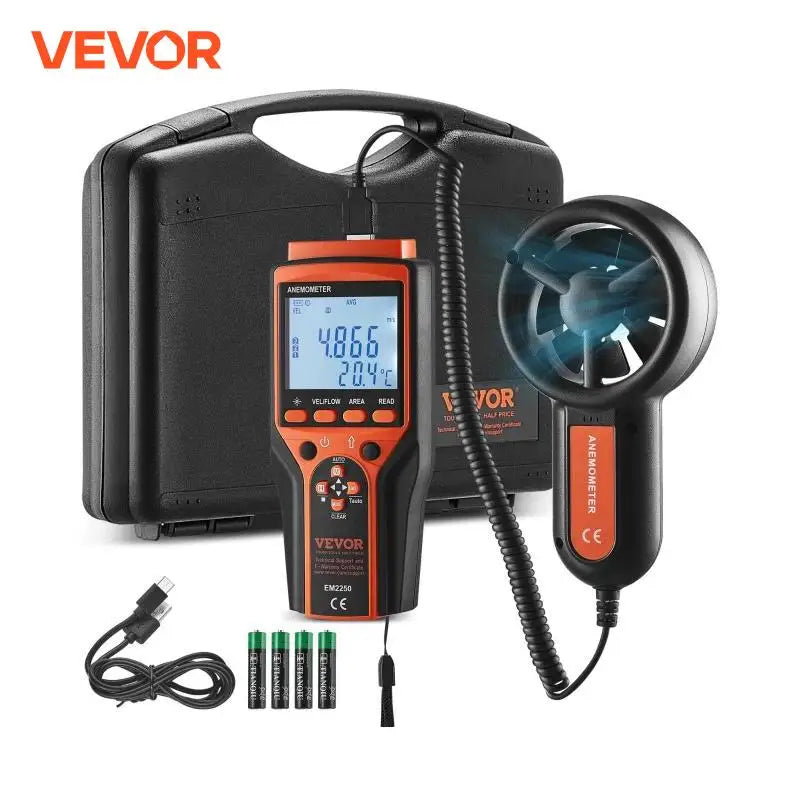Split Handheld Anemometer Digital Wind Speed CFM Meter Gauge Measures Wind Velocity Wind Temperature Air Flow Wind Chill