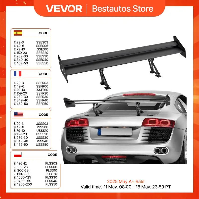GT Wing Car Spoiler 53.1 inch Universal Spoiler with Double Deck Adjustable Lightweight Aluminum Car Rear Spoiler Wing