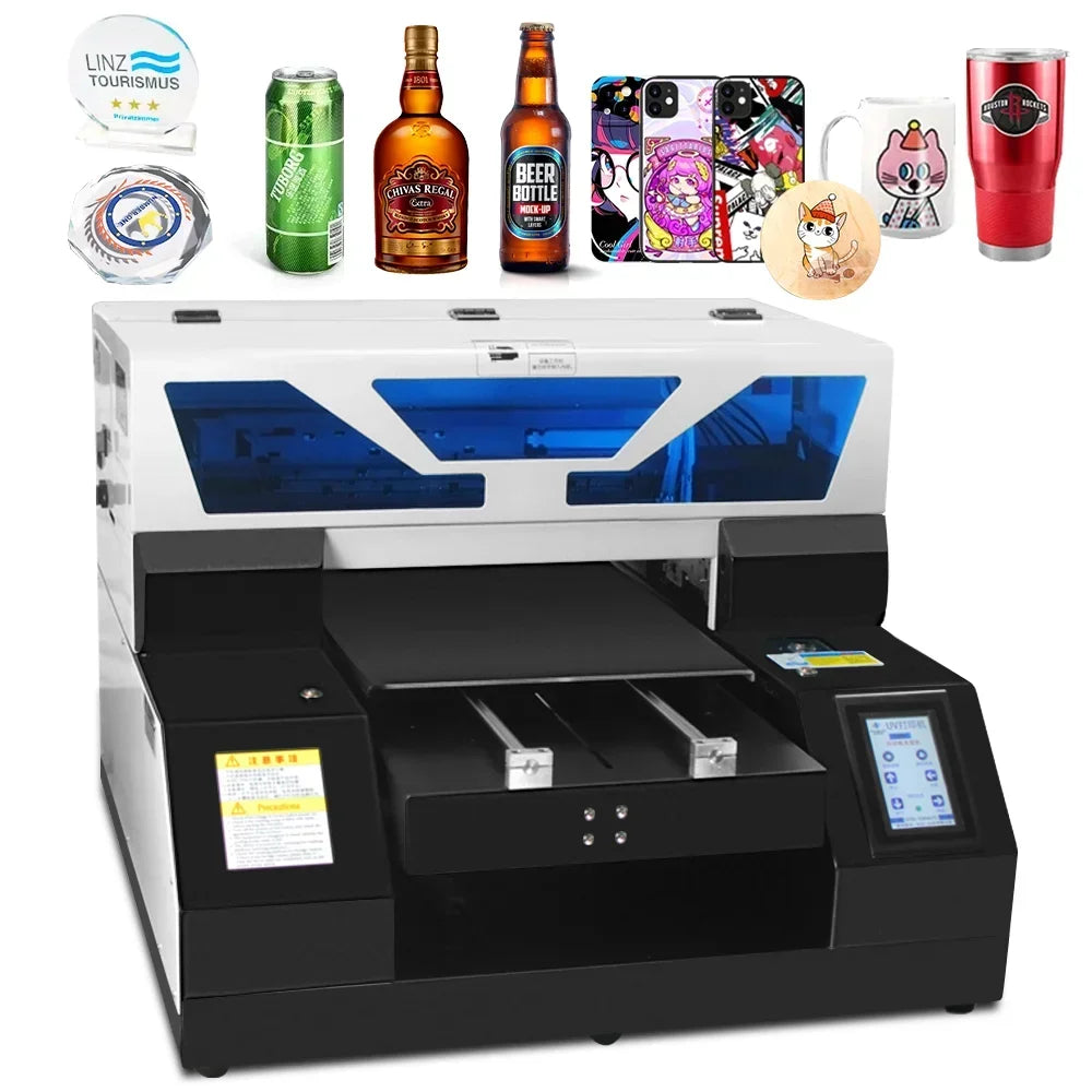 A3 UV Bottle Printing For Phone Case Glass Wood Acrylic A4 UV Flatbed Printer Sticker Label Printer  UV Printer
