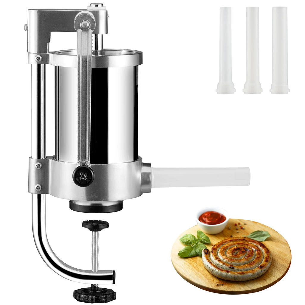 1.5/3L Capacity Vertical Sausage Stuffer Food Filling Processors with 3 Stuffing Tubes Kitchen Accessories Home Appliance