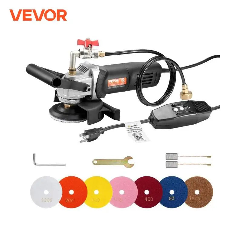 Wet Polisher 800W 4inch Concrete Grinder Wet Grinder Machine for Marble Granite Stone Rock Tile Equipped with GFCI Switch