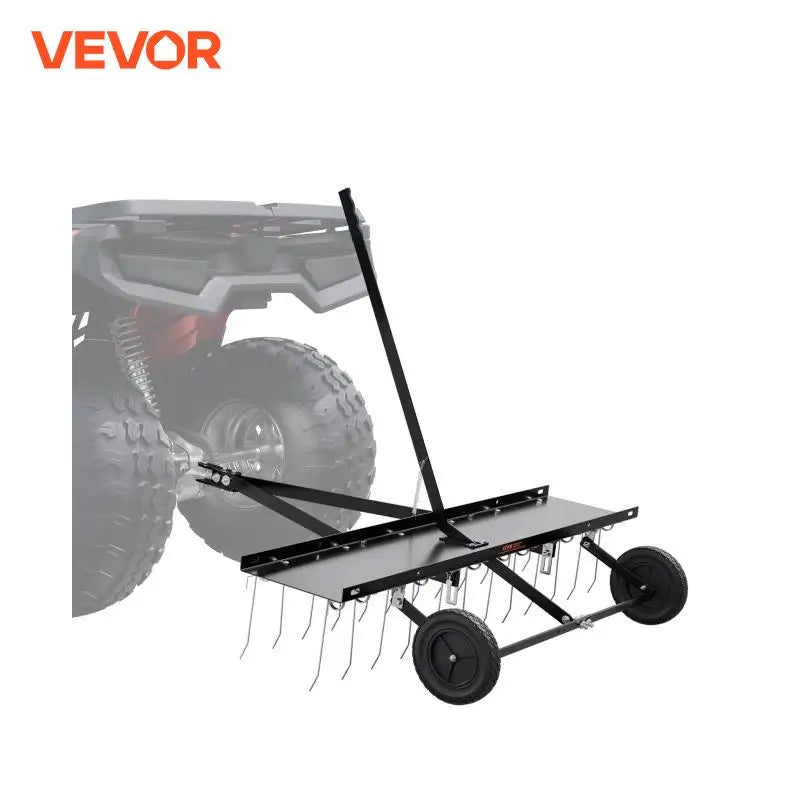 Tow Behind Dethatcher 48in Tow Dethatcher with 24 Spring Steel Tines Lawn Dethatcher Rake for ATV or Mower Tow Behind Lawn