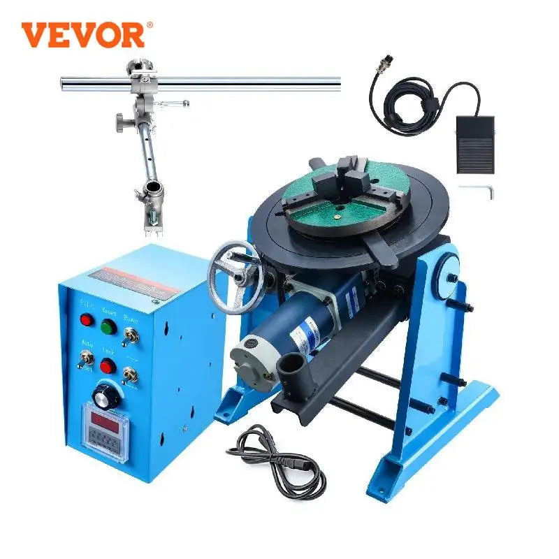 Rotary Welding Positioner 50KG 0-90° Welding Positioning Turntable Table 0.5-6RPM 120W with 12.4 Inch 3-Jaw Lathe Chuck
