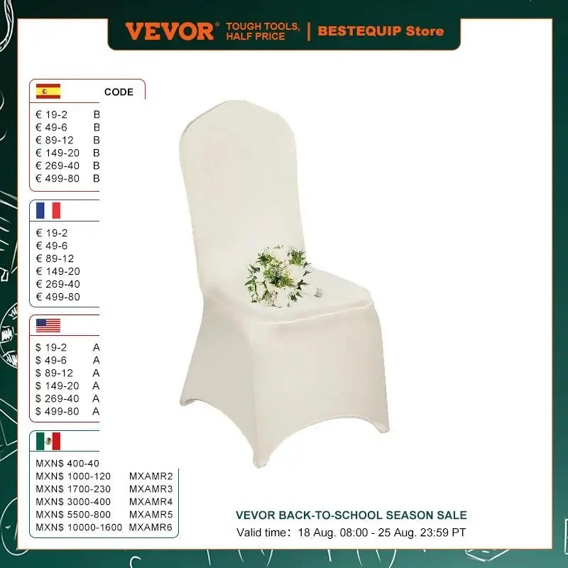 100Pcs Wedding Chair Covers Stretch Polyester Spandex Slipcover Folding Flat Front Chair Covers for Hotel Dining Party