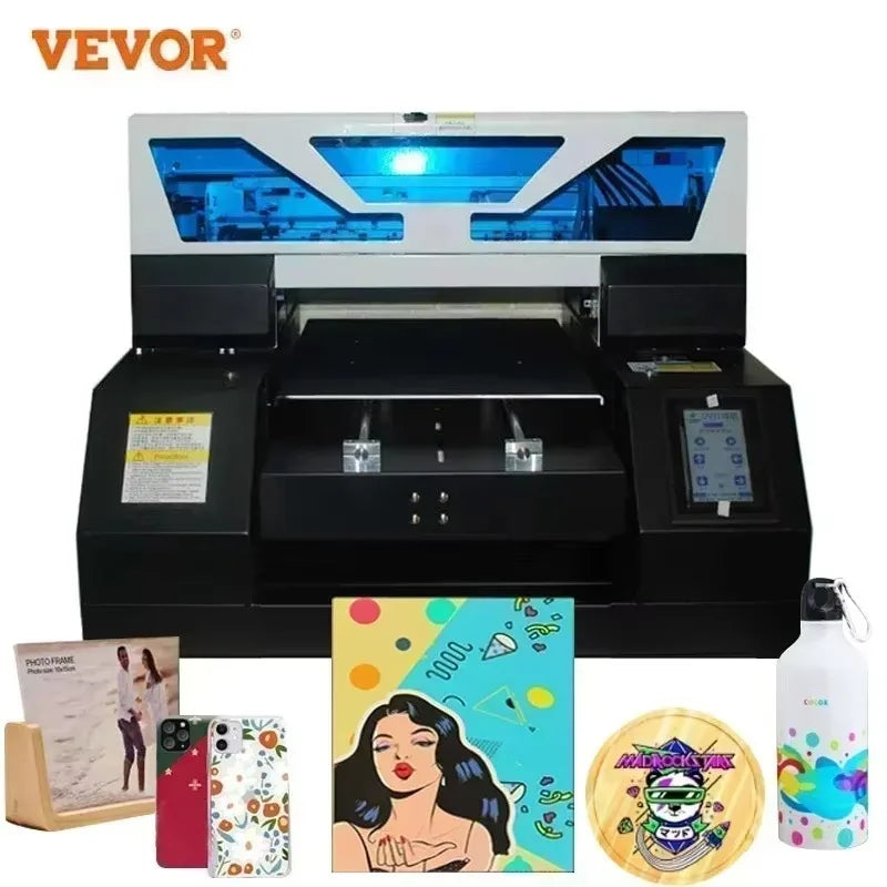 A3 UV Flatbed Printer Sticker Label Printer Impresora A4 UV Printer Bottle Printing W/ Rotary For Phone Case Wood Acrylic