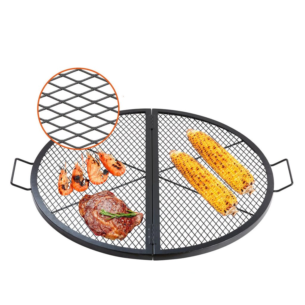 X-Marks Fire Pit Grill Grate,Round Cooking Grate,Heavy Steel Campfire BBQ Grill Grid, Portable Cookware for Outside Party