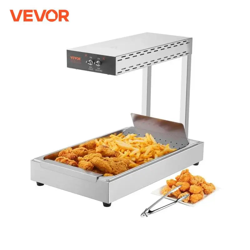 French Fry Food Warmer Commercial Food Heating Countertop 104-122°F Fries Food Warmer for Chip Buffet Kitchen Restaurant