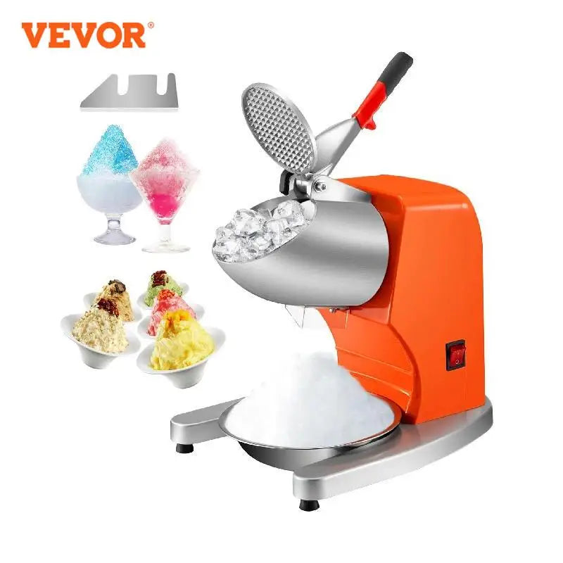 95Kg/H Electric Ice Crusher Dual Blade Snow Cone Granizing Machine with Free Tray Home Icy Drink Smoothie Maker Commercial