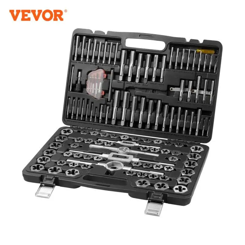 116-Piece Tap and Die Set Include Metric and SAE Size Bearing Steel Taps and Dies Essential Threading Tool