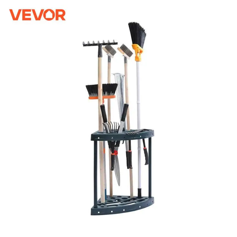 19 Slots Garden Tool Organizer Yard Tool Tower PP Rack Long-Handled Rake/Broom/Shovel Stand Holder for Garage Outdoor
