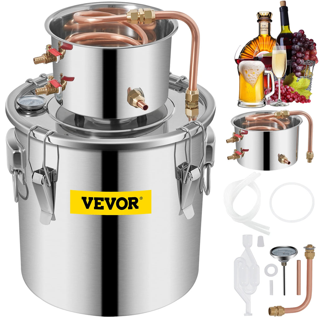 3/5/8 GAL Water Alcohol Distiller Copper Wine Making Boiler Multi Home DIY Brewing Distilling Kit for Fruit Wine Brandy
