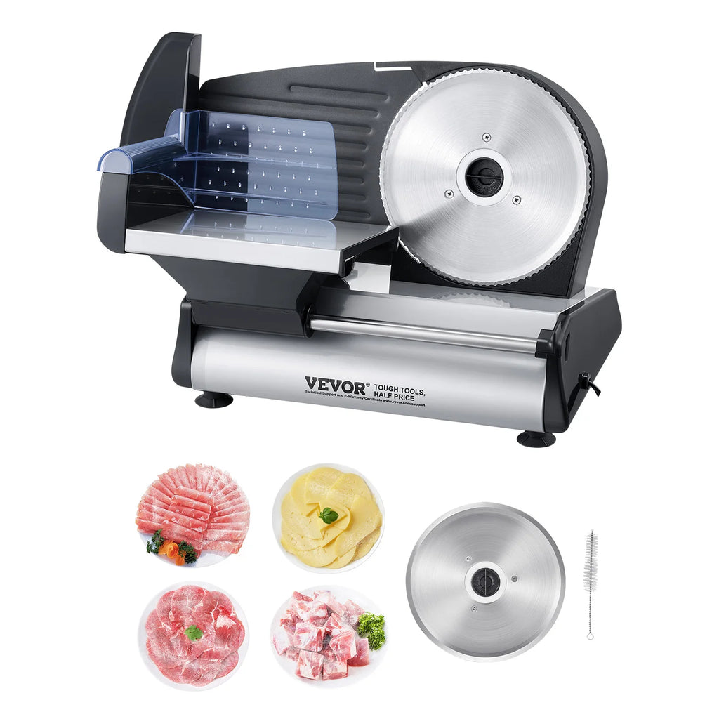 Meat Slicer, 7.5in Electric Deli Food Slicer, 180W Meat Cutter w/ two Premium SUS420 Blades, 0-0.6 in Adjustable Thickness
